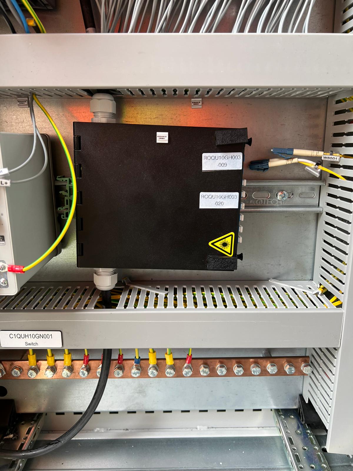 Cassetta ottica installata e cablata all’interno del quadro.